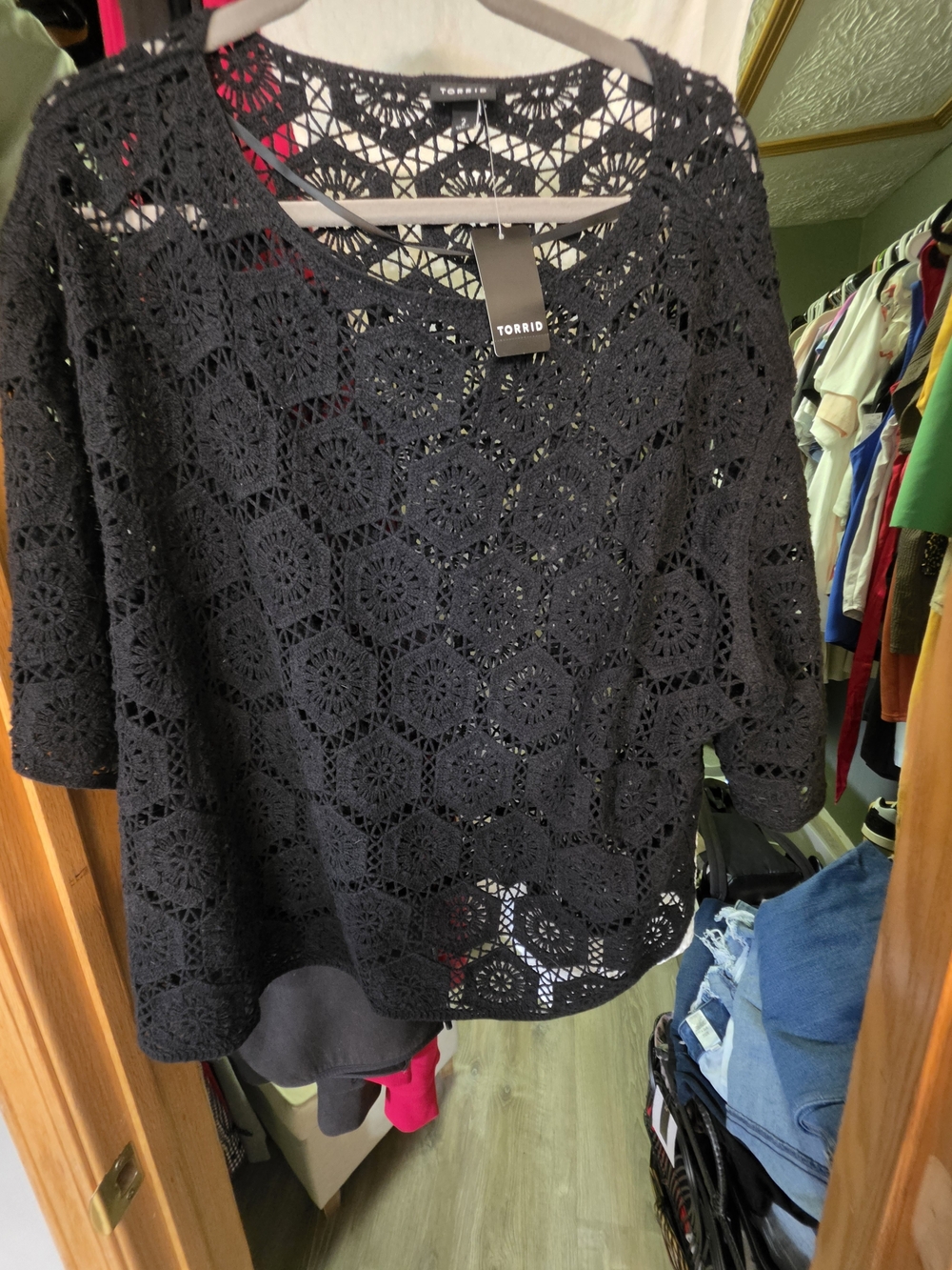 torrid Black Crochet Overlay Scoop Neck Tunic